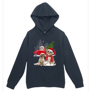 Shih Tzu Dog Riding Red Truck Christmas Tree Xmas Gift Urban Pullover Hoodie