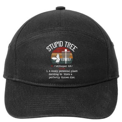 Stupid Tree Disc Golf Funny Gift Frisbee Vintage 7-Panel Snapback Hat