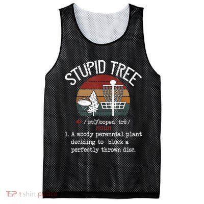 Stupid Tree Disc Golf Funny Gift Frisbee Vintage Mesh Reversible Basketball Jersey Tank