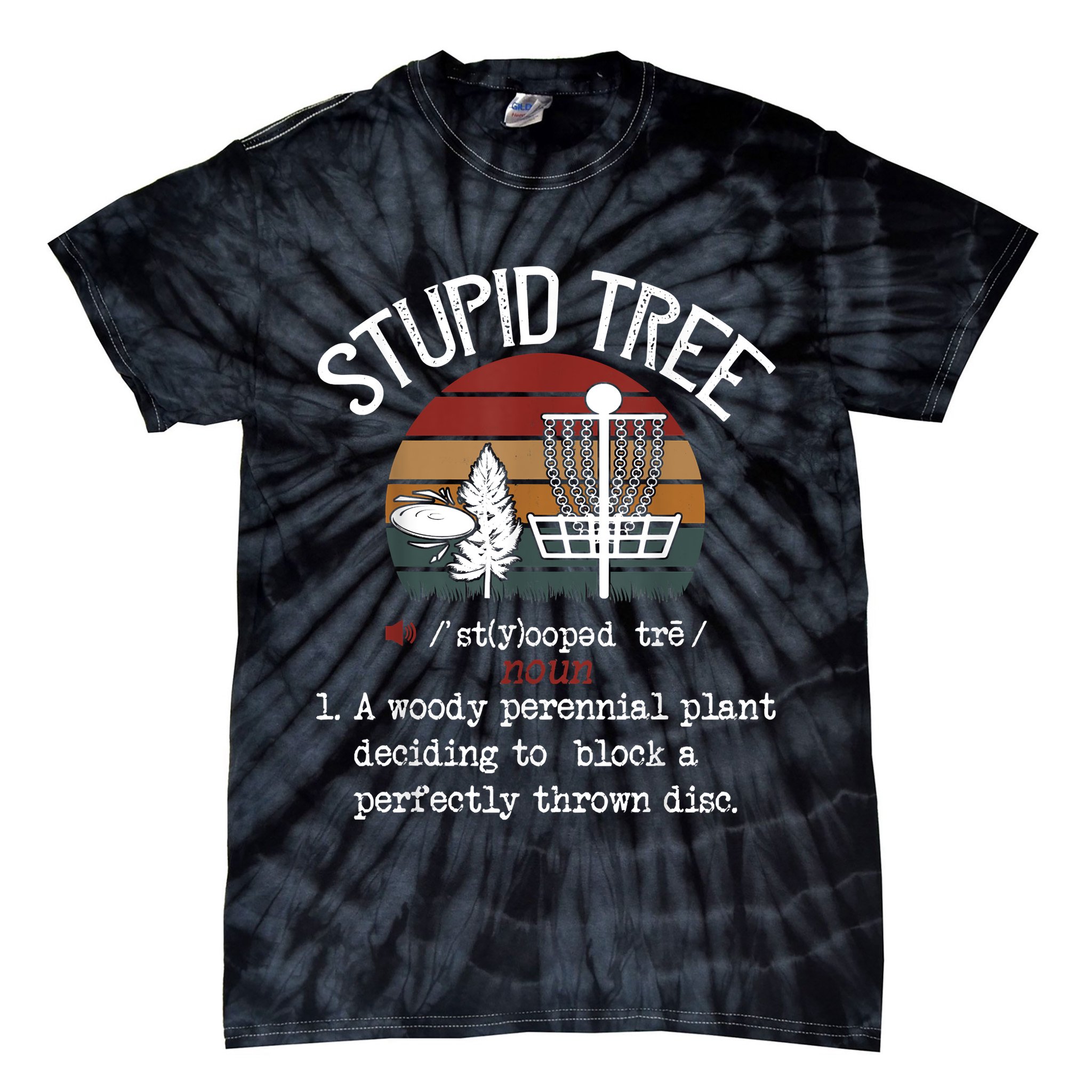 Stupid Tree Disc Golf Funny Gift Frisbee Vintage Tie-Dye T-Shirt