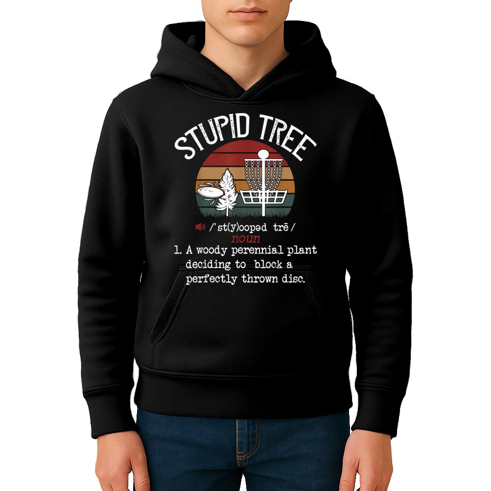 Stupid Tree Disc Golf Funny Gift Frisbee Vintage Kids Hoodie