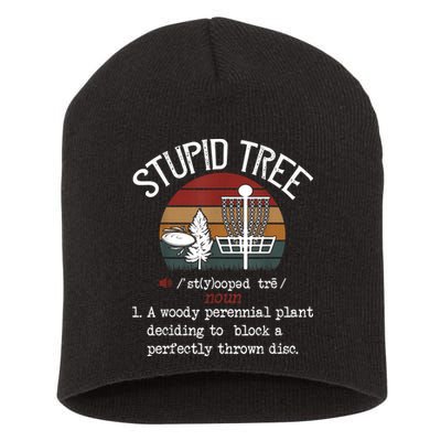 Stupid Tree Disc Golf Funny Gift Frisbee Vintage Short Acrylic Beanie