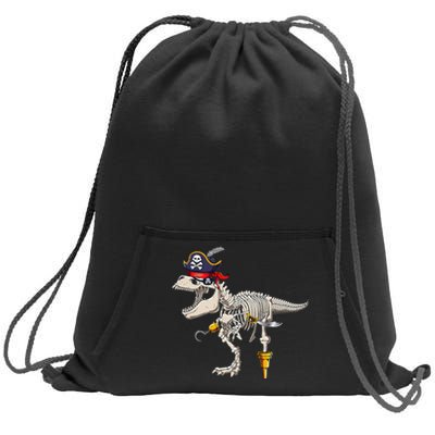 Skeleton Trex Dinosaur Pirate Trick Or Treat Halloween Sweatshirt Cinch Pack Bag