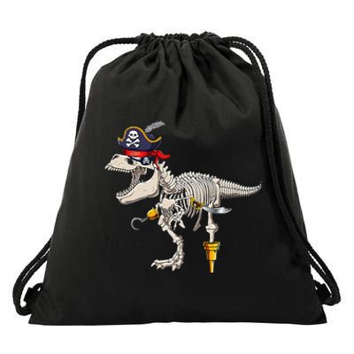 Skeleton Trex Dinosaur Pirate Trick Or Treat Halloween Drawstring Bag