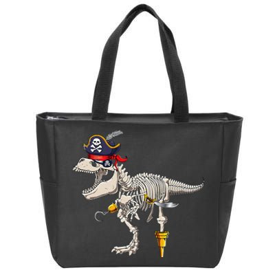 Skeleton Trex Dinosaur Pirate Trick Or Treat Halloween Zip Tote Bag