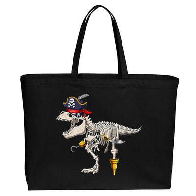 Skeleton Trex Dinosaur Pirate Trick Or Treat Halloween Cotton Canvas Jumbo Tote