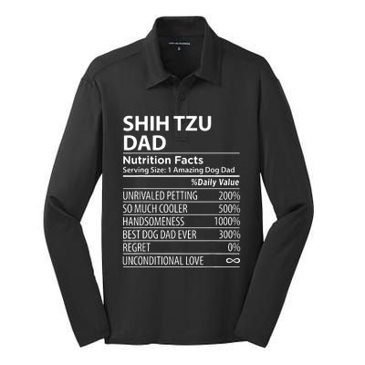 Shih Tzu Dad Nutrition Facts Funny Shih Tzu Dog Owner Silk Touch Performance Long Sleeve Polo