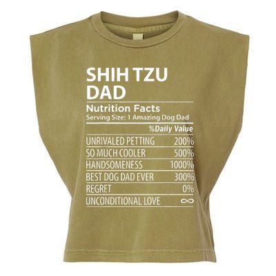 Shih Tzu Dad Nutrition Facts Funny Shih Tzu Dog Owner Garment-Dyed Women's Muscle Tee