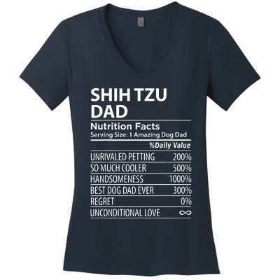 Shih Tzu Dad Nutrition Facts Funny Shih Tzu Dog Owner Women's V-Neck T-Shirt