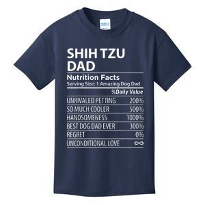 Shih Tzu Dad Nutrition Facts Funny Shih Tzu Dog Owner Kids T-Shirt