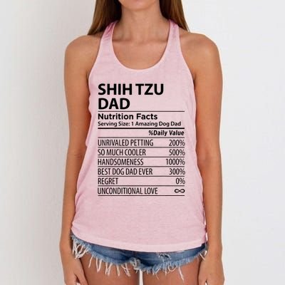 Shih Tzu Dad Nutrition Facts Funny Shih Tzu Dog Owner Women's Knotted Racerback Tank