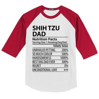 Shih Tzu Dad Nutrition Facts Funny Shih Tzu Dog Owner Kids Colorblock Raglan Jersey