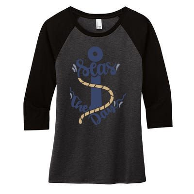 Seas The Day Women's Tri-Blend 3/4-Sleeve Raglan Shirt