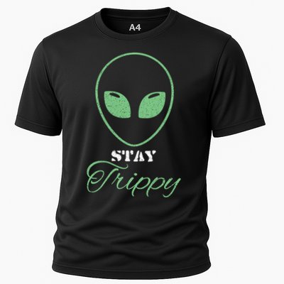 Stay Trippy Distressed Design Funny Green Alien Ufo Great Gift Performance Shirt