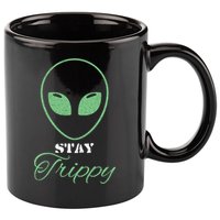 Stay Trippy Distressed Design Funny Green Alien Ufo Great Gift 11oz C Handle Ceramic Mug