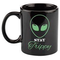 Stay Trippy Distressed Design Funny Green Alien Ufo Great Gift 11oz C Handle Ceramic Mug