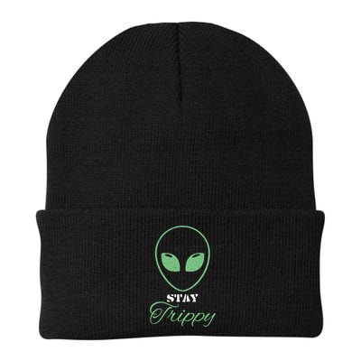 Stay Trippy Distressed Design Funny Green Alien Ufo Great Gift Beanie
