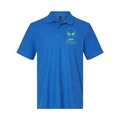 Stay Trippy Distressed Design Funny Green Alien Ufo Great Gift Polo