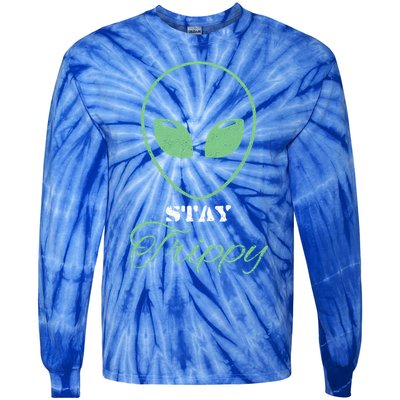 Stay Trippy Distressed Design Funny Green Alien Ufo Great Gift Tie-Dye Long Sleeve Shirt