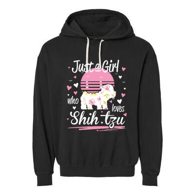 Shih Tzu Design Just A Girl Who Loves Shih Tzu Garment-Dyed Fleece Hoodie