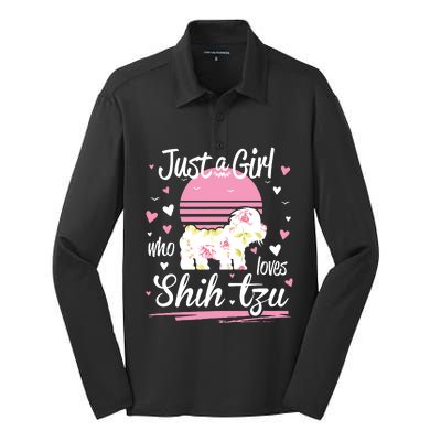 Shih Tzu Design Just A Girl Who Loves Shih Tzu Silk Touch Performance Long Sleeve Polo