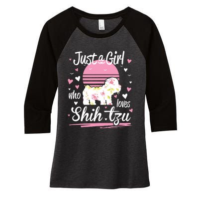 Shih Tzu Design Just A Girl Who Loves Shih Tzu Women's Tri-Blend 3/4-Sleeve Raglan Shirt