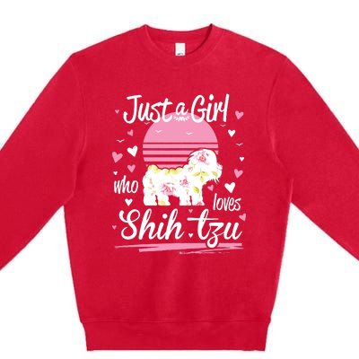 Shih Tzu Design Just A Girl Who Loves Shih Tzu Premium Crewneck Sweatshirt