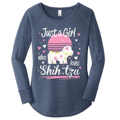 Shih Tzu Design Just A Girl Who Loves Shih Tzu Women's Perfect Tri Tunic Long Sleeve Shirt