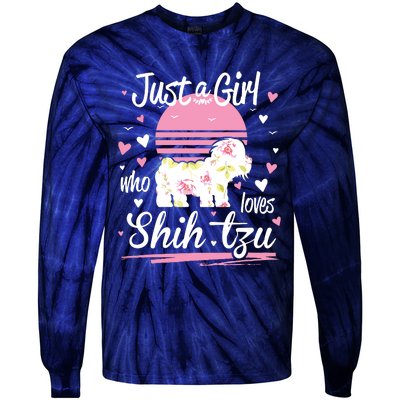 Shih Tzu Design Just A Girl Who Loves Shih Tzu Tie-Dye Long Sleeve Shirt