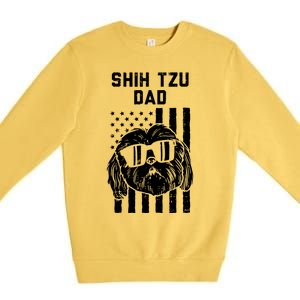 Shih Tzu Dad US Flag Cool Patriotic Dog Lover Owner Men Gift Premium Crewneck Sweatshirt