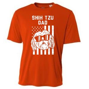 Shih Tzu Dad US Flag Cool Patriotic Dog Lover Owner Men Gift Cooling Performance Crew T-Shirt