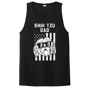 Shih Tzu Dad US Flag Cool Patriotic Dog Lover Owner Men Gift PosiCharge Competitor Tank