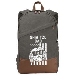 Shih Tzu Dad US Flag Cool Patriotic Dog Lover Owner Men Gift Cotton Canvas Backpack