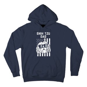 Shih Tzu Dad US Flag Cool Patriotic Dog Lover Owner Men Gift Hoodie