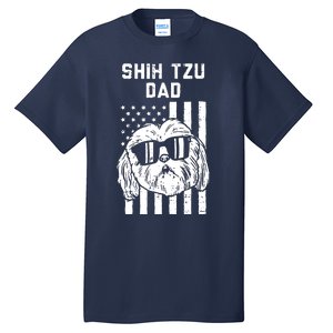 Shih Tzu Dad US Flag Cool Patriotic Dog Lover Owner Men Gift Tall T-Shirt