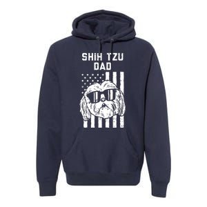 Shih Tzu Dad US Flag Cool Patriotic Dog Lover Owner Men Gift Premium Hoodie