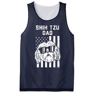 Shih Tzu Dad US Flag Cool Patriotic Dog Lover Owner Men Gift Mesh Reversible Basketball Jersey Tank