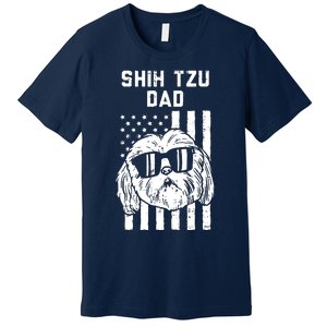 Shih Tzu Dad US Flag Cool Patriotic Dog Lover Owner Men Gift Premium T-Shirt