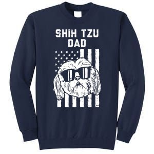 Shih Tzu Dad US Flag Cool Patriotic Dog Lover Owner Men Gift Tall Sweatshirt