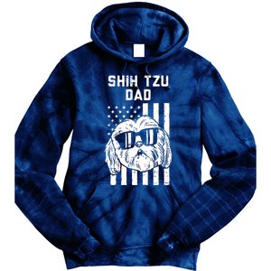 Shih Tzu Dad US Flag Cool Patriotic Dog Lover Owner Men Gift Tie Dye Hoodie