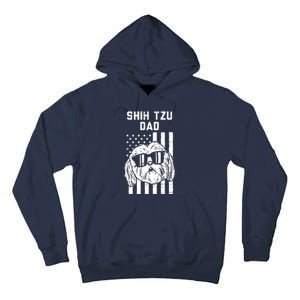 Shih Tzu Dad US Flag Cool Patriotic Dog Lover Owner Men Gift Tall Hoodie