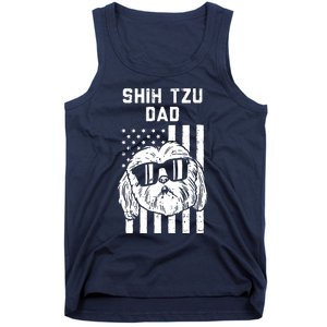 Shih Tzu Dad US Flag Cool Patriotic Dog Lover Owner Men Gift Tank Top