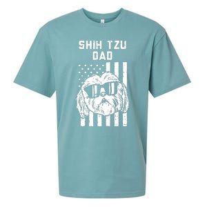 Shih Tzu Dad US Flag Cool Patriotic Dog Lover Owner Men Gift Sueded Cloud Jersey T-Shirt