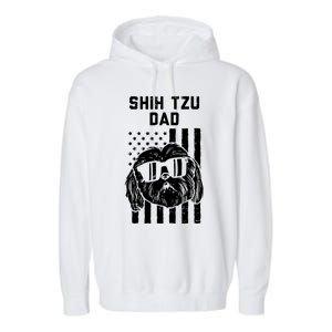 Shih Tzu Dad US Flag Cool Patriotic Dog Lover Owner Men Gift Garment-Dyed Fleece Hoodie