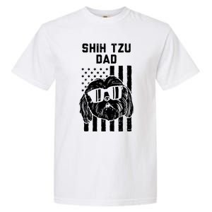 Shih Tzu Dad US Flag Cool Patriotic Dog Lover Owner Men Gift Garment-Dyed Heavyweight T-Shirt