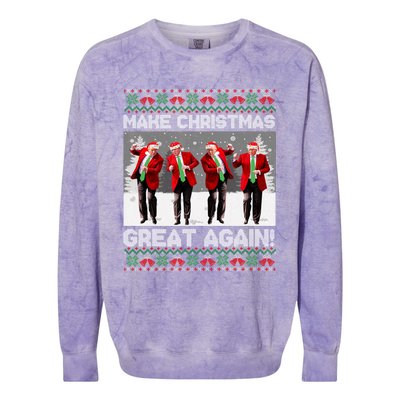 Santa Trump Dance Make Christmas Great Again Ugly Meaningful Gift Colorblast Crewneck Sweatshirt