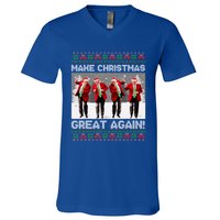 Santa Trump Dance Make Christmas Great Again Ugly Meaningful Gift V-Neck T-Shirt