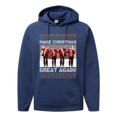 Santa Trump Dance Make Christmas Great Again Ugly Meaningful Gift Performance Fleece Hoodie