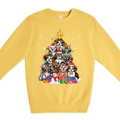 Shih Tzu Dog Tree Christmas Funny Xmas Pet Dog Lover Gift Premium Crewneck Sweatshirt