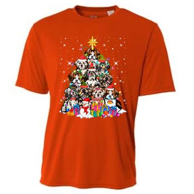 Shih Tzu Dog Tree Christmas Funny Xmas Pet Dog Lover Gift Cooling Performance Crew T-Shirt